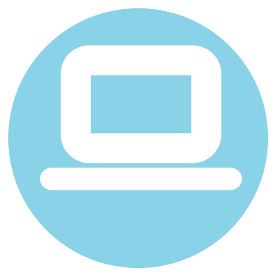 Light Blue circle with laptop icon