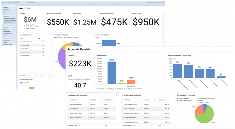 a screenshot of the Executive and Accounts Payable dashboards from integraBI
